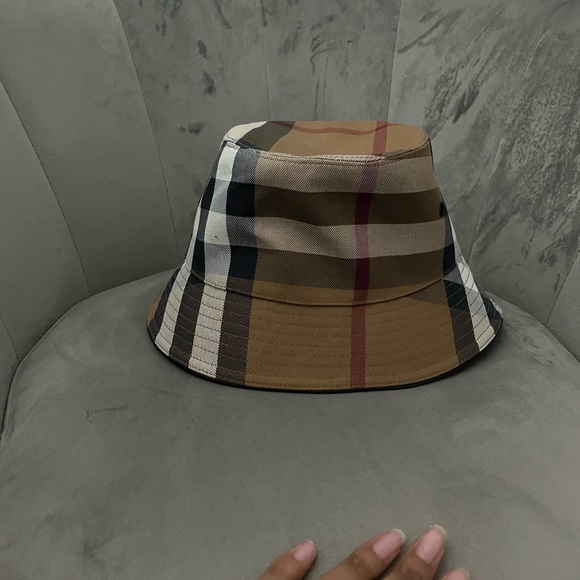 Exaggerated Check Cotton Canvas Bucket Hat - Picture 4 of 5